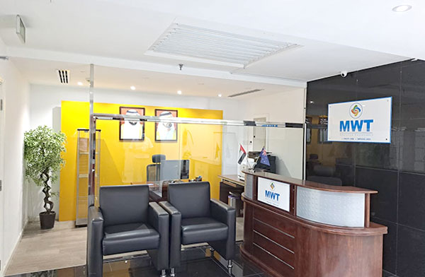 Reception area at the MWT Dubai office